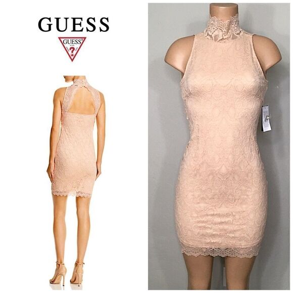 New GUESS blush stretch lace mini dress. NWT - Picture 12 of 16